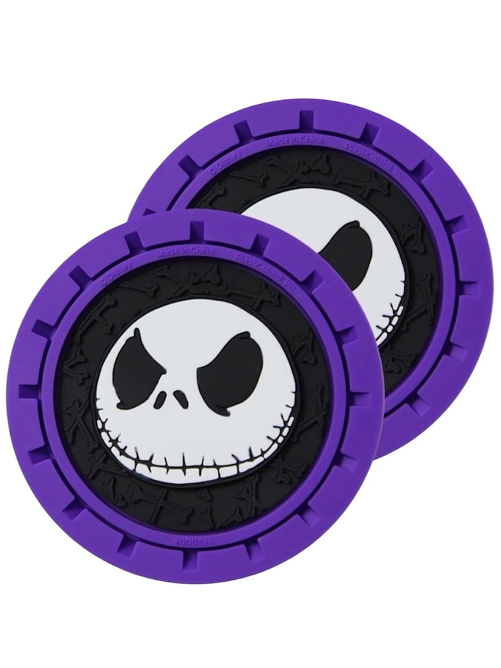 Hot Topic Disney Purple & Black Jack Skellington Car Cup Holder Coasters (2)